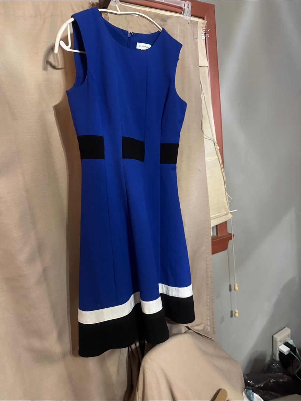 Calvin Klein Cobalt Blue Sleeveless Colorblock Midi Dress-